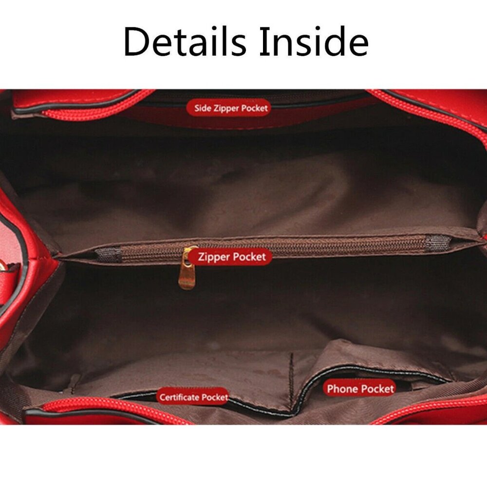 Red Rose Floral Satchel Handbag – Statement Bag with Flower Design & Strap - Picture 4 of 7